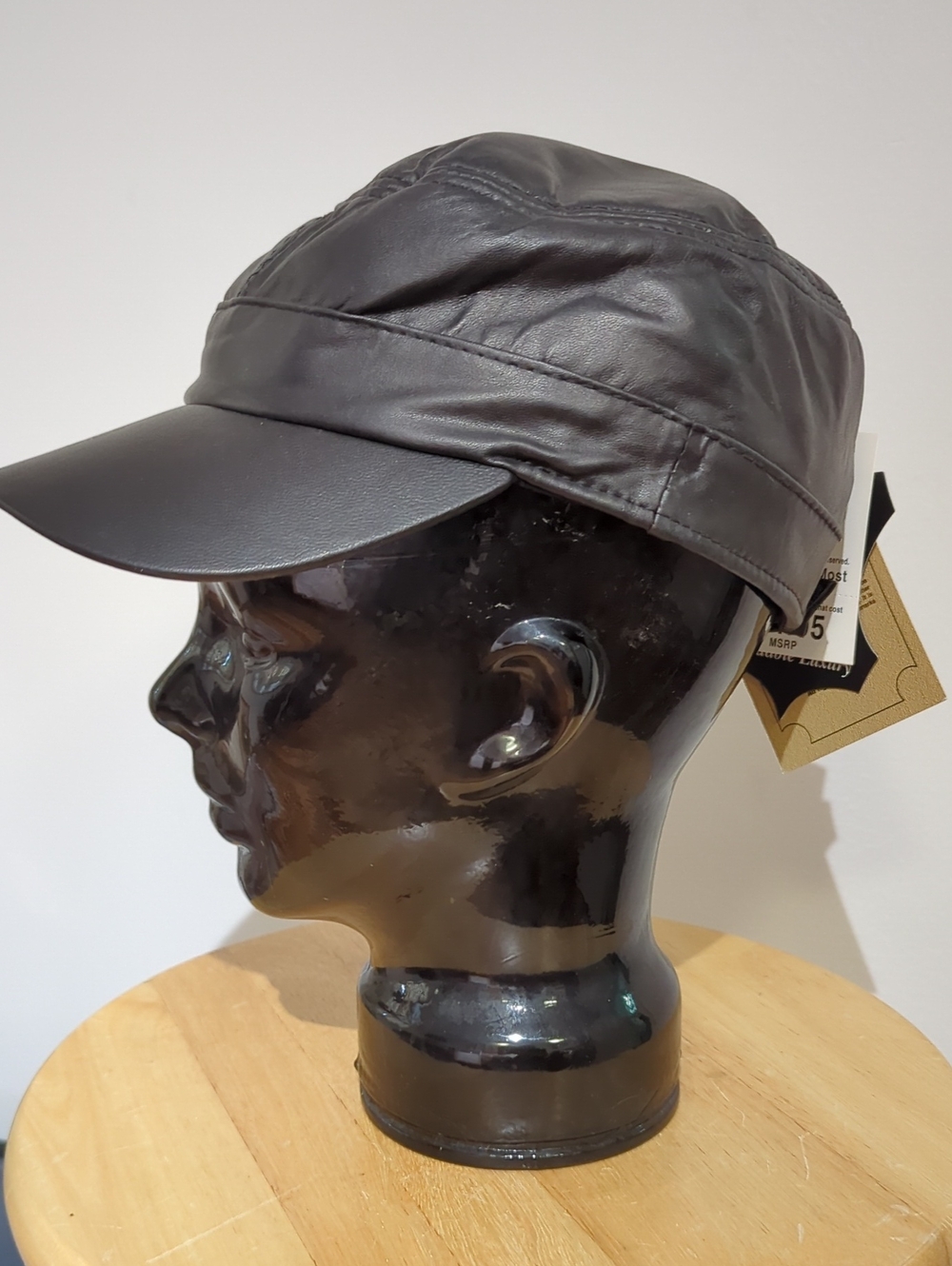 Black Leather Ball Cap